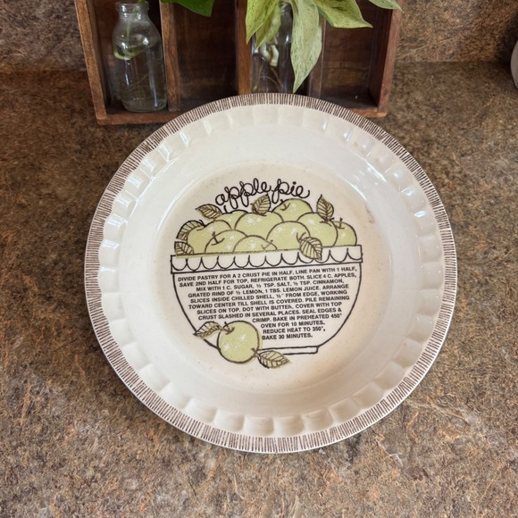 Royal China by Jeannette Other - Royal China by Jeannette Apple Pie Recipe Ceramic Pie Plate Vintage 11 Inch USA
